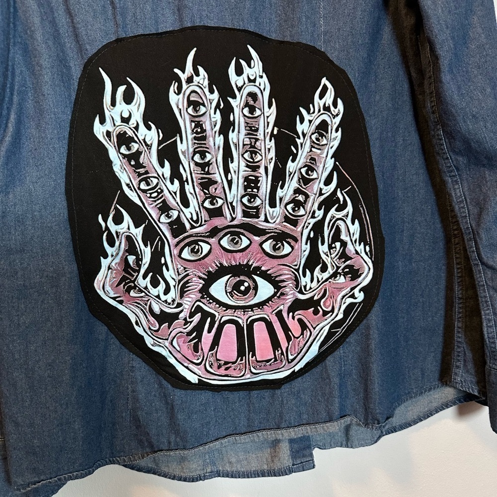 Tool blouse upcycle hand button down - image 9